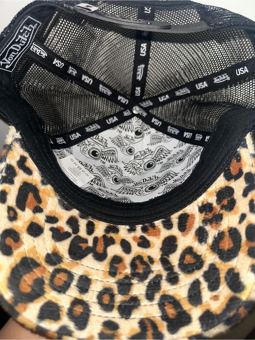 Von Dutch Leopard Pattern Trucker Cap - Black/Brown - Picture 4 of 4